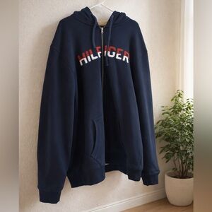 Tommy Hilfiger Navy Sherpa Lined Zip Hoodie XXXL | Big Logo | Like New